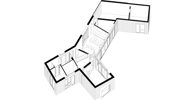 L'assetto planimetrico dello chalet in legno Villa Bakkum