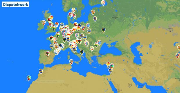  La mappatura delle foto inserite sul sito Dispatchwork.info