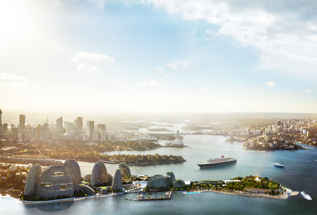 Un rendering del progetto del Sydney Garden Island.