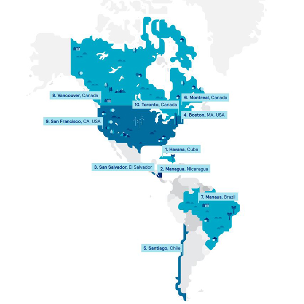 La classifica delle città più vivibili dell'America.