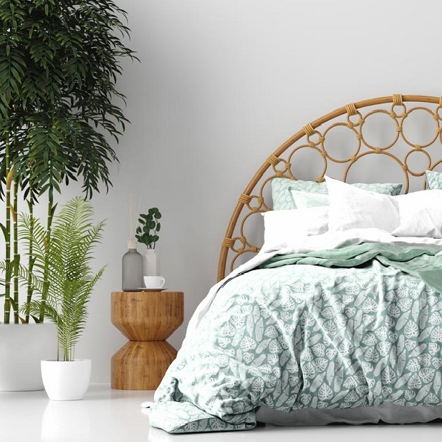 camera da letto stile tropicale