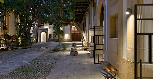 Cortile di palazzo Butera ricovertito a spazio museale. Foto di Michele Nastasi